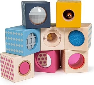 Bigjigs Toys FSC® Certified Sensory Blocks, Wooden Sensory Toys for 1 2 3 Year Olds