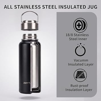 Vacuum All Stainless Steel Insulated Water Bottle 40OZ - Black