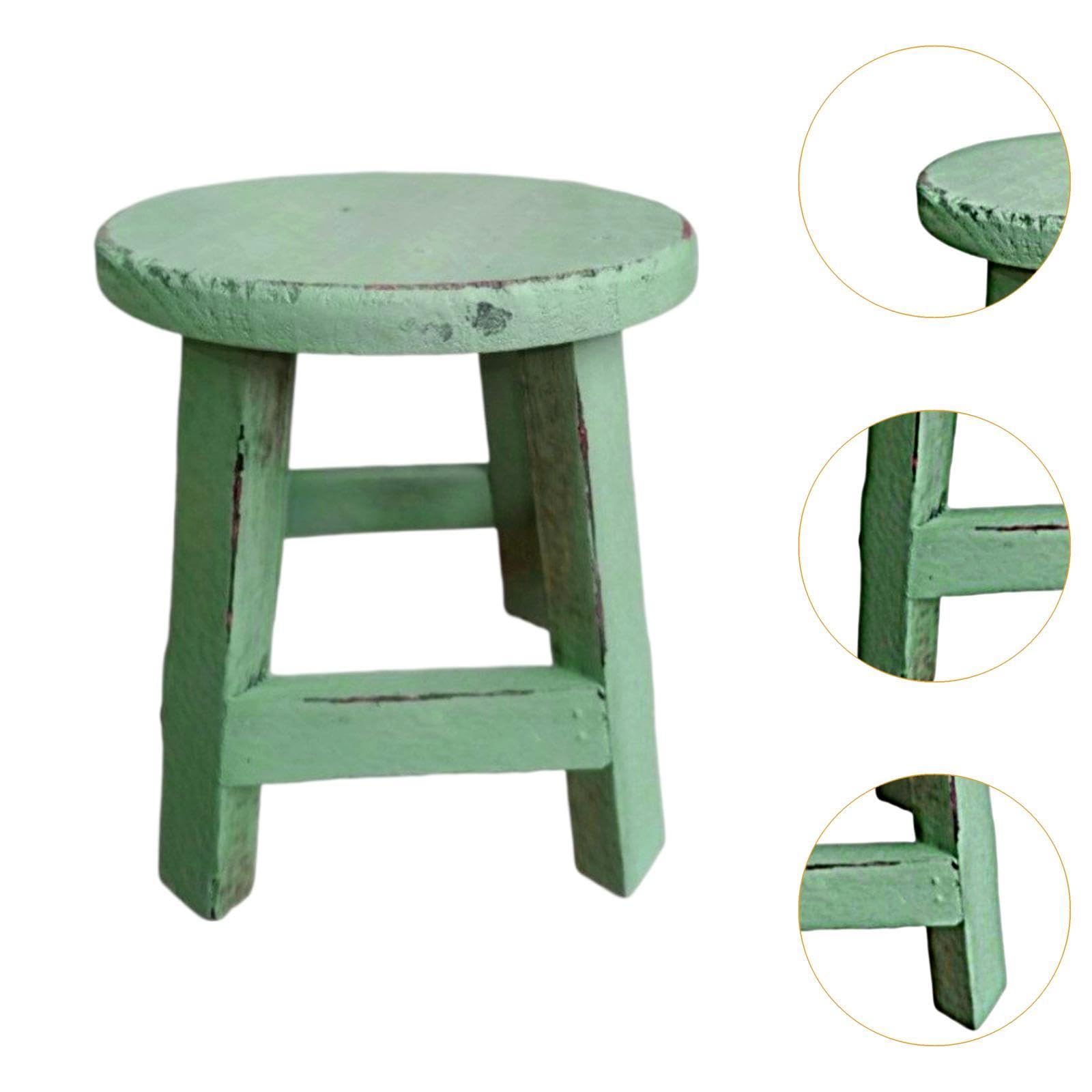 Fenteer Tabouret en Bois pour Plantes et Pots de Fleurs, Rond et Rustique, Petit présentoir pour Fleurs, pour Jardin, Bureau, Table, décoration de la Maison, Vert