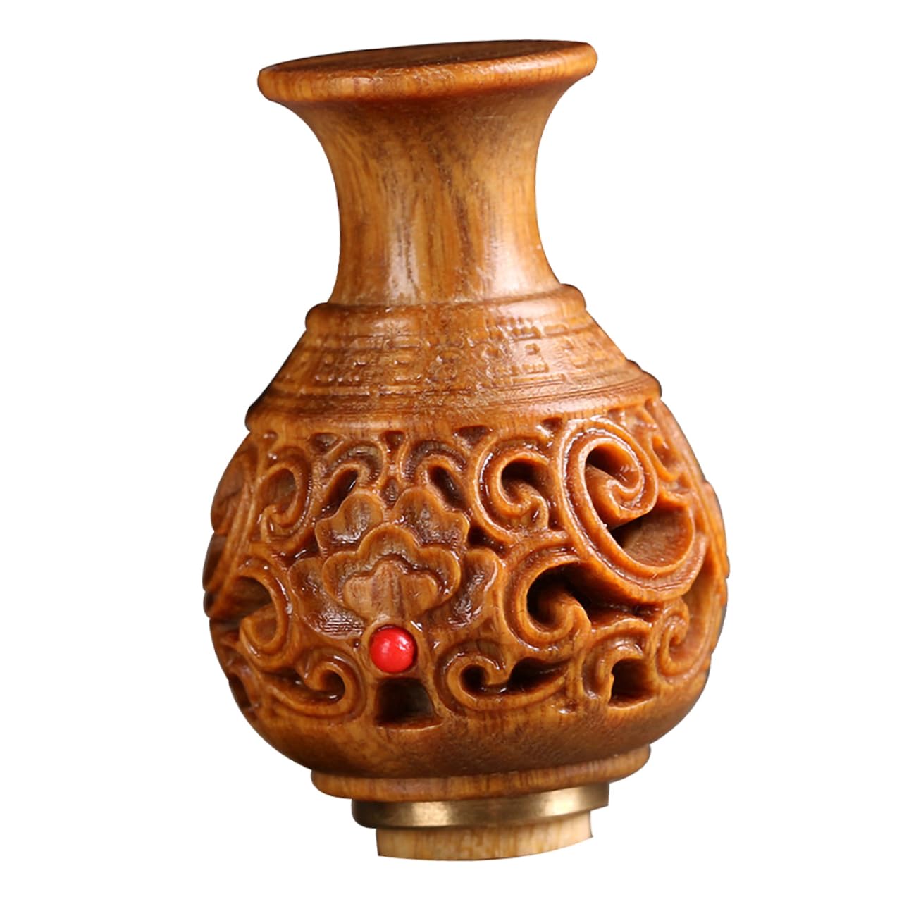OUNONA Wood Carved Vase Pendant Hollow Out Aromatherapy Sachet for Car Hanging Decoration Key Chain Accessory Natural and Decorative Sculpture