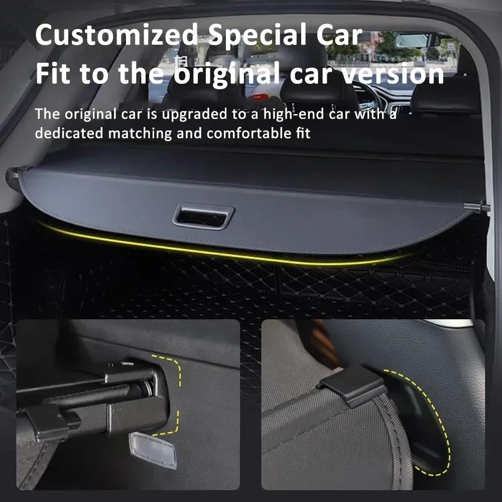 FUNFOB Frachtabdeckungen für Automobile Für HR-V Für HR V Für Vezel RV5 2022~2024 Heckkofferraum-Laderaumabdeckung Trennwand Sichtschutz Schattenvorhang Kofferraum Schutz Abdeckung(Kohlenstoff-Look)