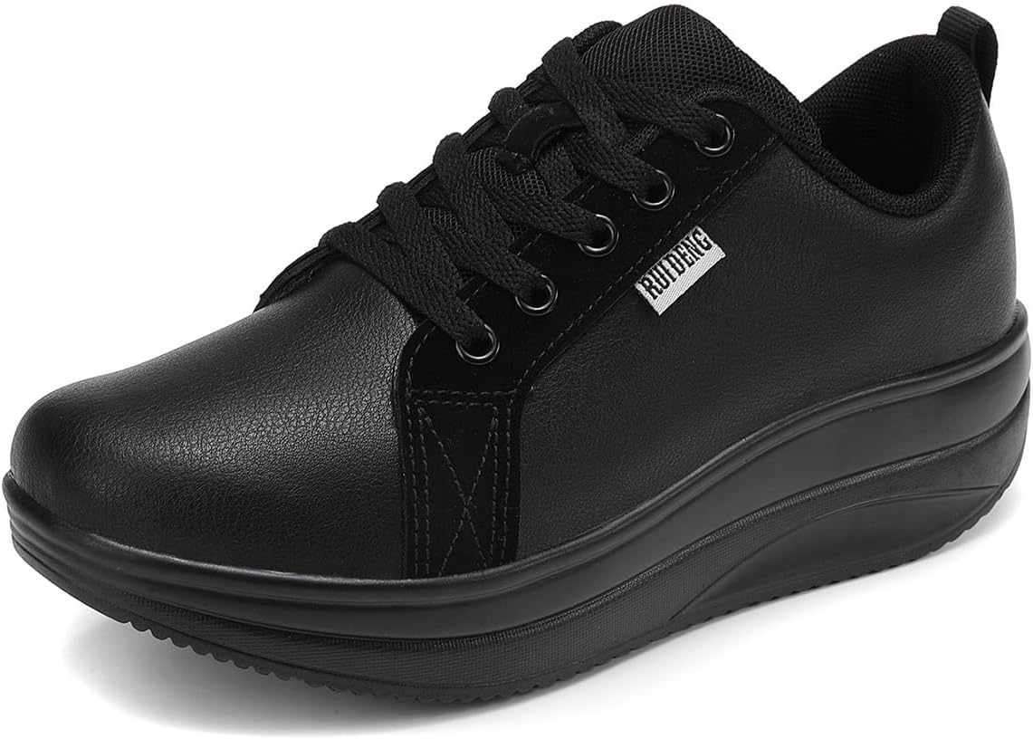 RUIDENG Platform Sneakers for Women Walking All Day | Slip Resistant Work Shoes for Women Comfortable | 2 Inch Thick Wedge Rocker Bottom - Image 7