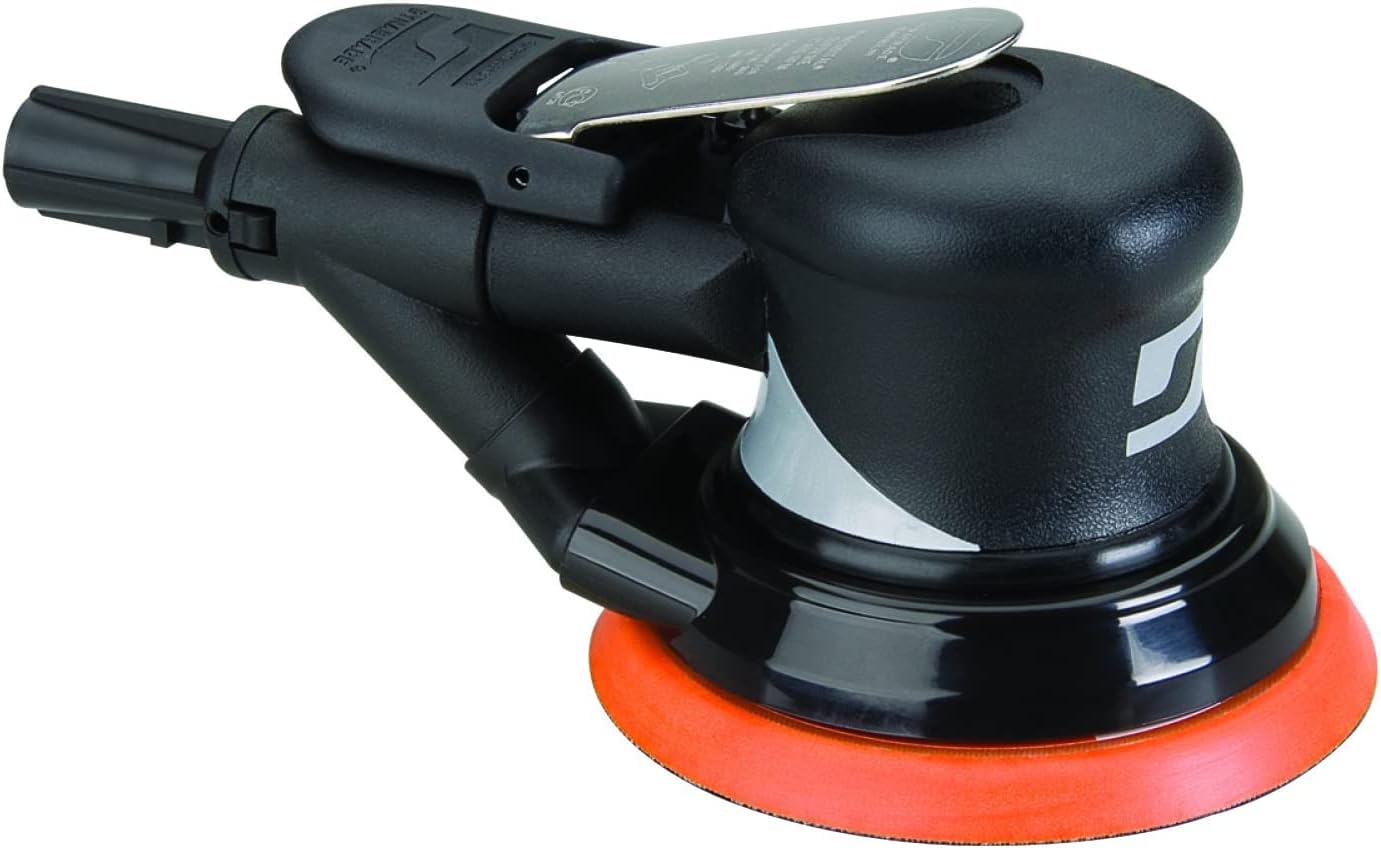 Dynabrade (56818) Dynorbital Supreme 5" (127 mm) Diameter Random Orbital Sander, Self-Generated Vacuum | Proportionate 3/16" (5 mm) Diameter Orbit | 12000 RPM Pneumatic Motor