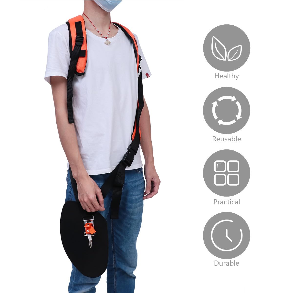 Veemoon Cinturón Acolchado Material Oxford Resistente y Fácil de Usar Correa Ajustable en Forma Doble Hombro para Desbrozadora para Recortadora