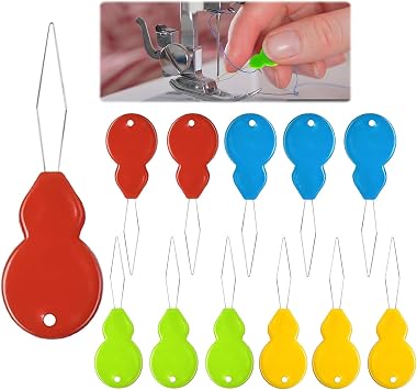 Senshuomy Needle Threaders, 12-Pack, Brass Wire Gourd Shaped, for Hand Sewing and Cross Stitch