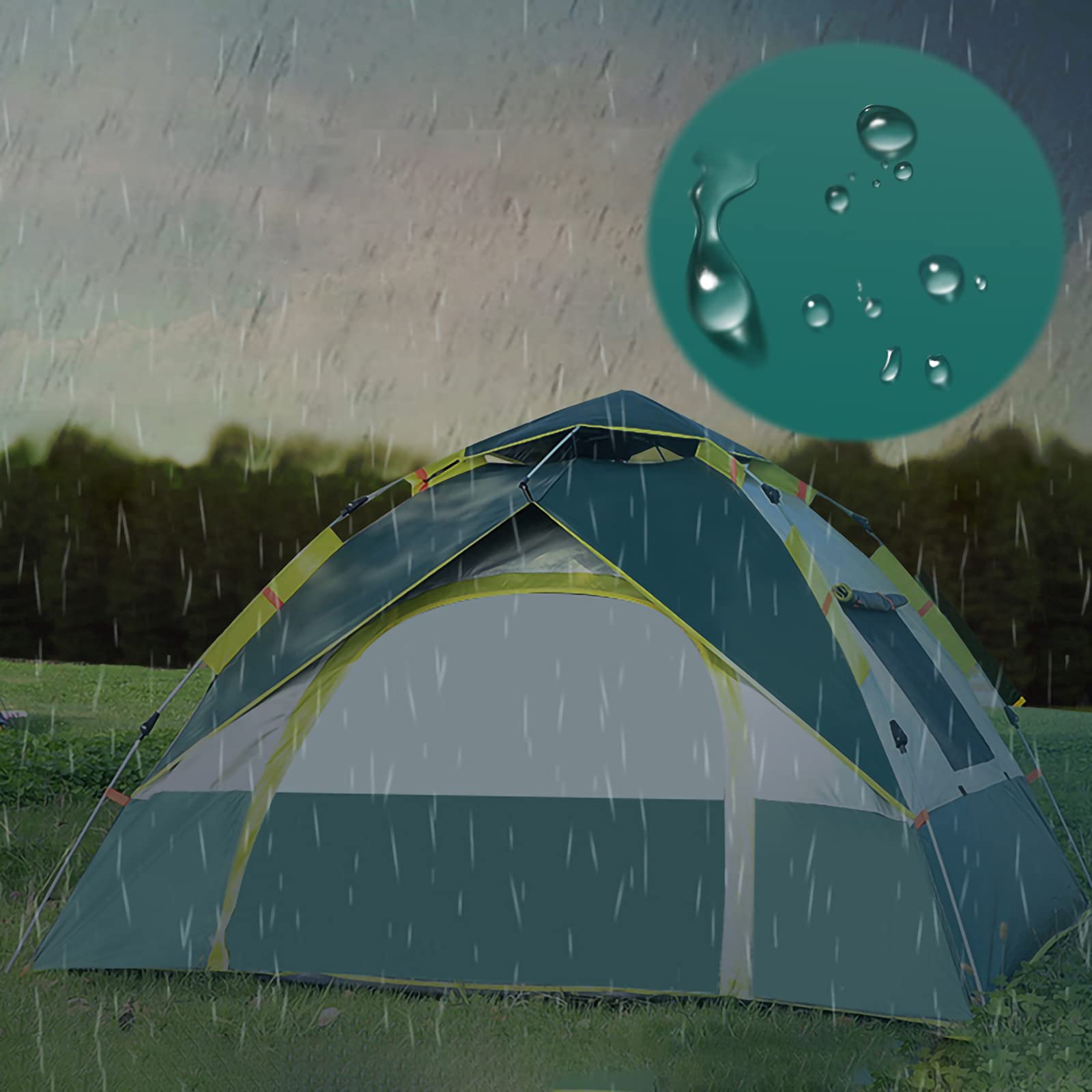 Przenośny namiot rodzinny typu pop-up Campitent dla 4 osób, wodoodporny, z możliwością natychmiastowego rozstawienia, z USB, przenośny namiot turystyczny Campilight, przenośny i składany, 2
