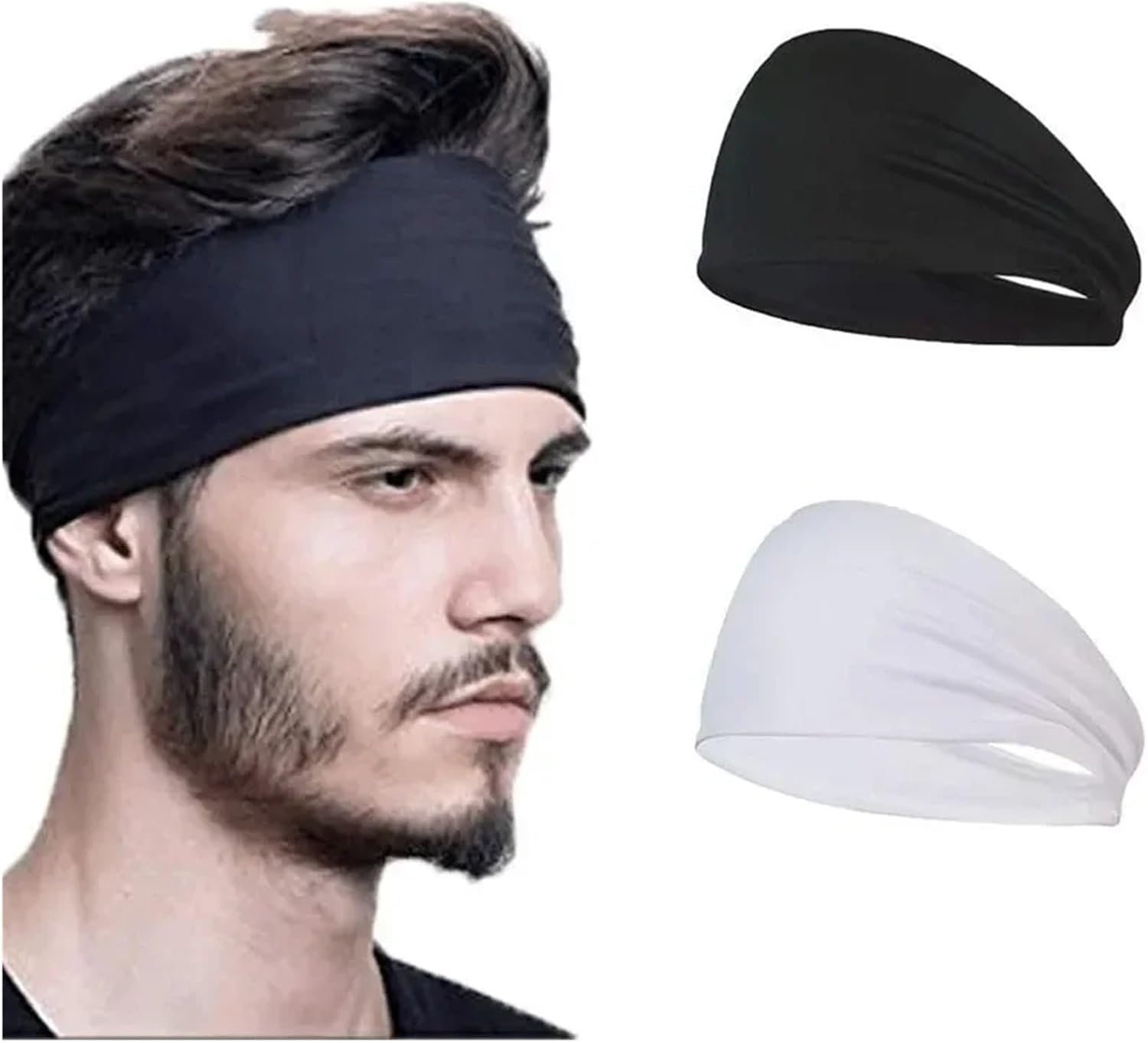 Sweatband for Men Women Elastic Sport Hairbands Head Band Yoga Headbands Headwear Headwrap Sports Workout Hair Accessories for Running, Yoga