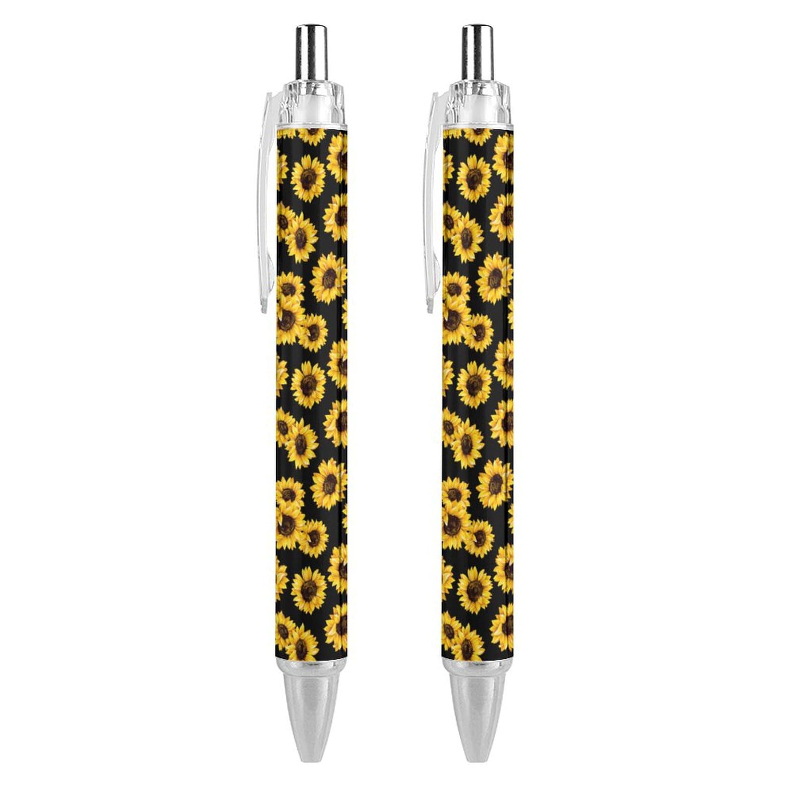 LXWGH Sunflower Print Ballpoint Pens Fine Point (0.5mm) Retractable Smooth Writing Pens Black Ink Gel Pens 2 PCS