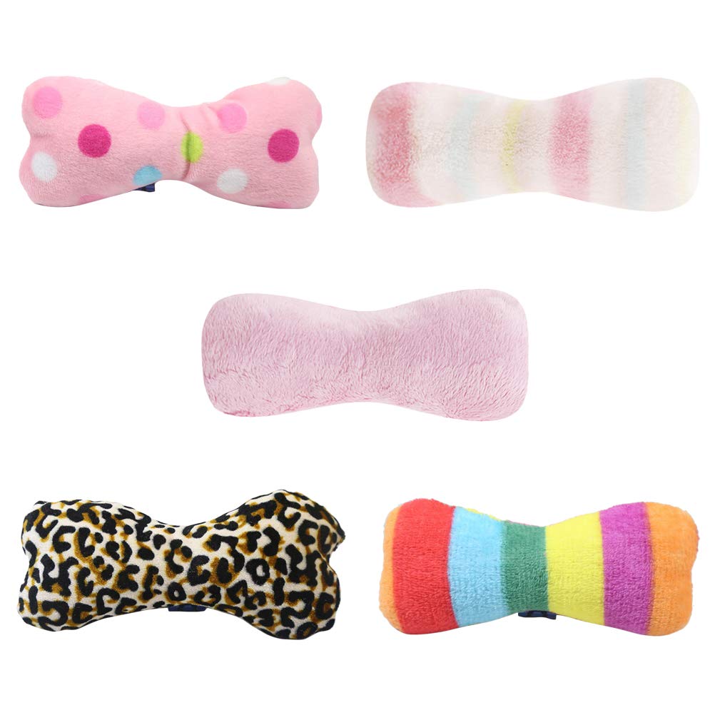 Dog Toys for Puppies- 5pcs Soft Sound Toy Creative Playthings Adorable Plush Toys Props for Pet Dogs (Random Color)
