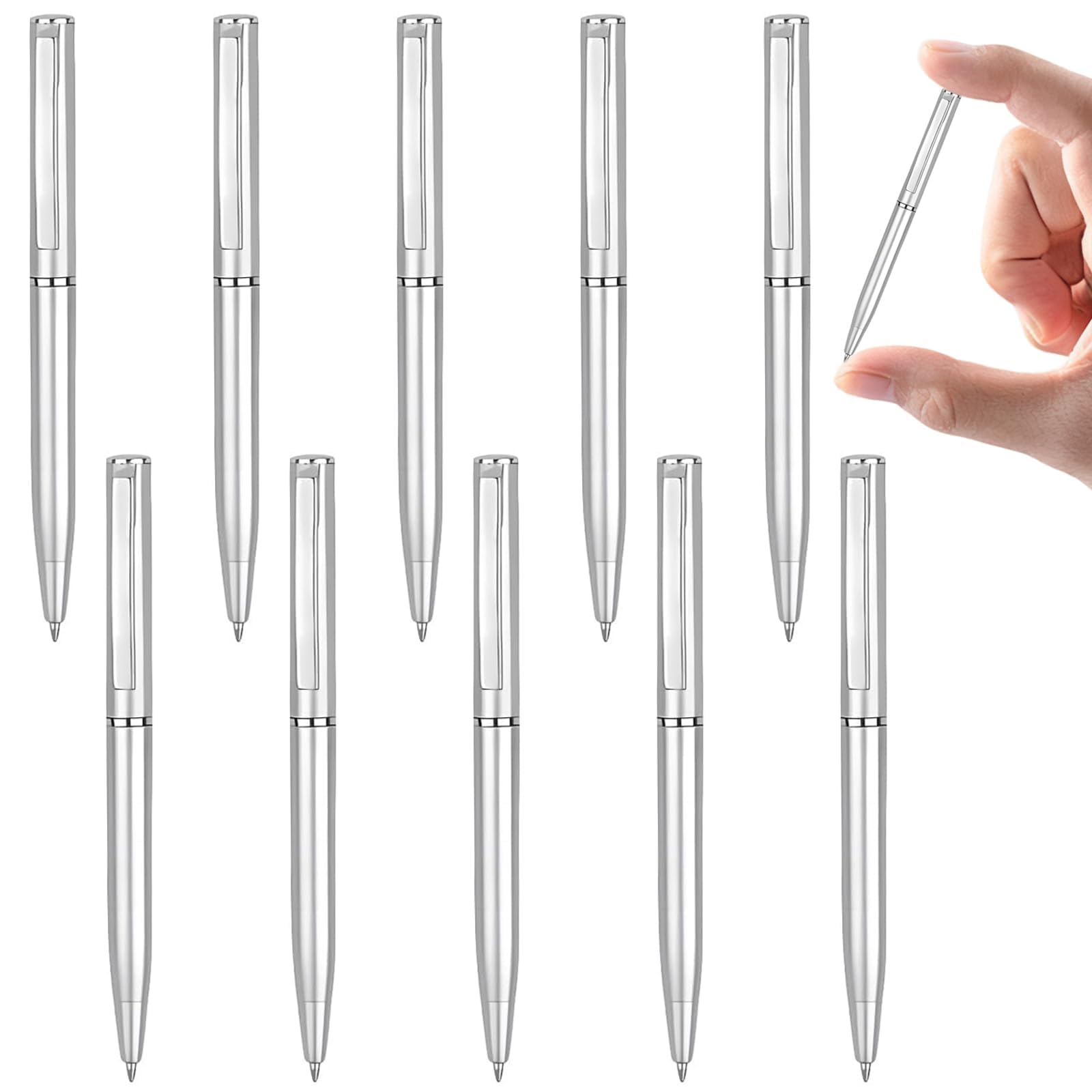 louuuou ๏ปฟ10pcs Mini Pens, Black Pens Ballpoint 10cm, Retractable Black Ballpoint Pen for School, Portable Pocket Ball Point Pen Smooth Writing Biros for Office