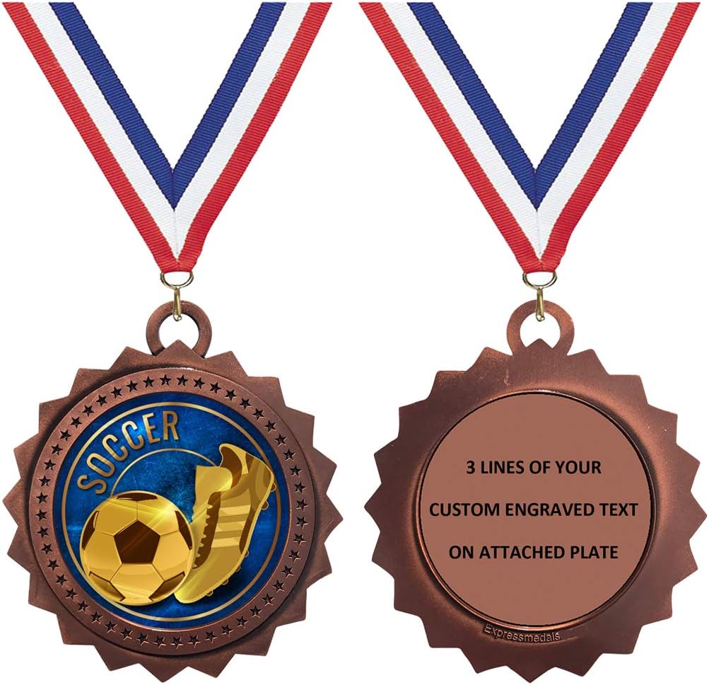 Express Medals 1 to 50 Packs Engraved Personalized Custom 3 Inch Gold Silver Bronze Soccer Medals Trophy Award Medal Trophies LAZD03EG46