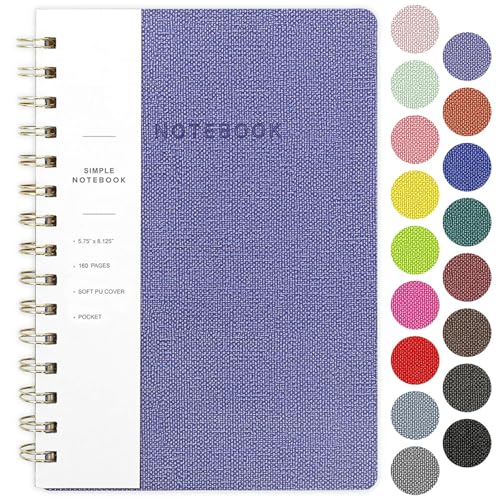 Image of Spiral Notebook-6.10 inch x 8.19 inch College Ruled Journal with Inner Pockets and 160 Pages,PU Leather Cover Business Journal, Twin-Wire Binding Notebook Perfect for Office & Home School Supplies