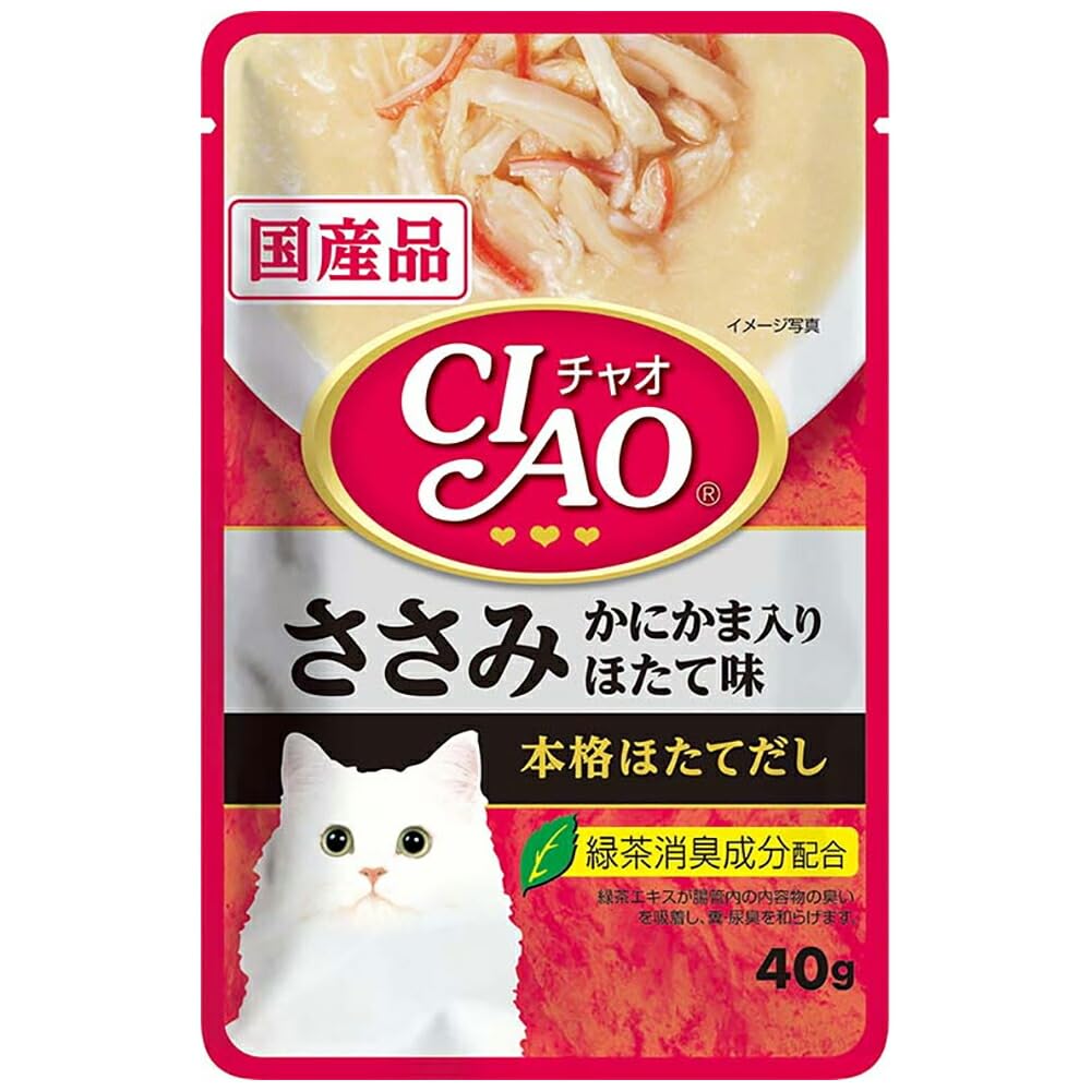 Amazon | チャオパウチ ささみ かにかま入り ほたて味 40g×16コ