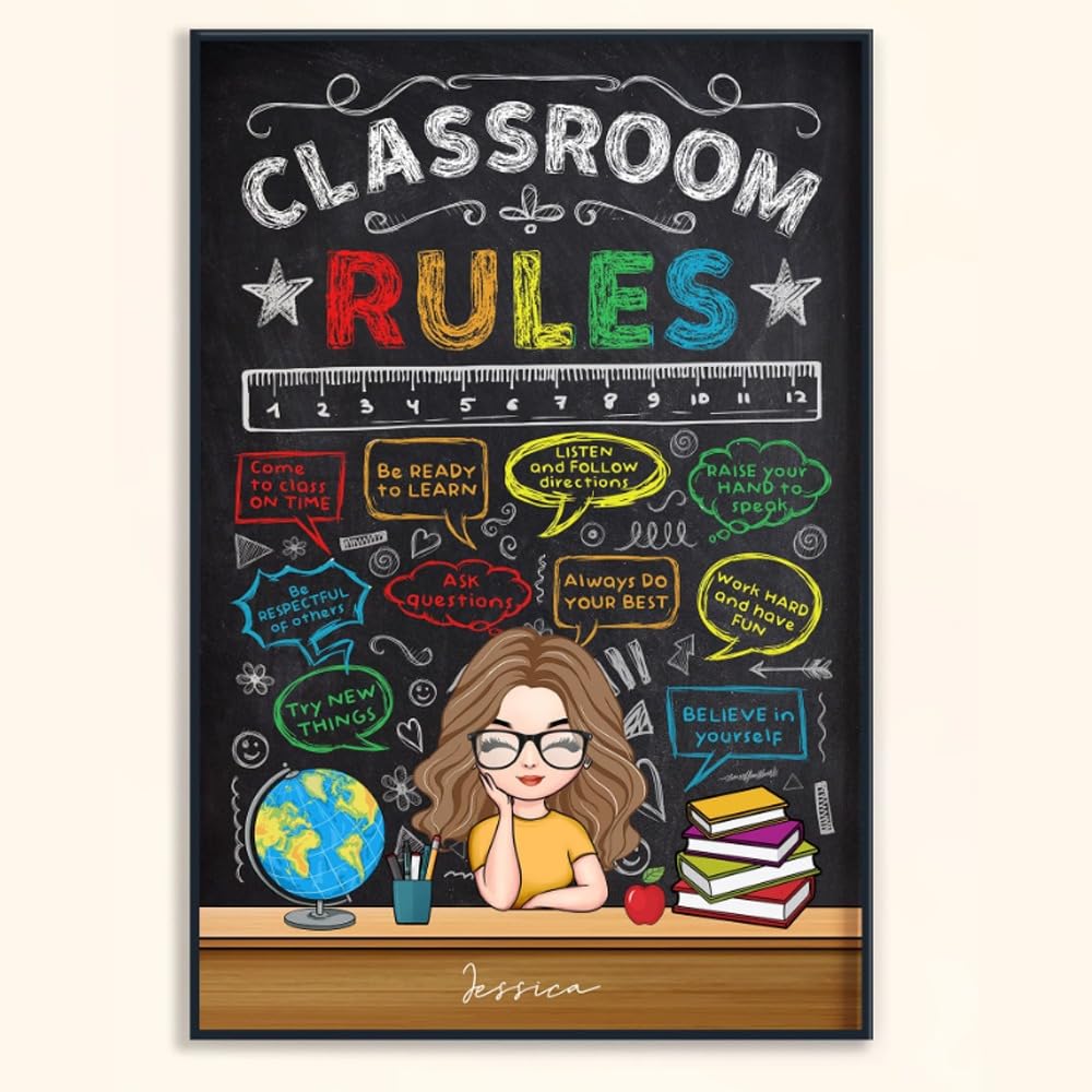 Amazon.com: Henze Personalized Class Rules Wall Art Classroom Decor ...