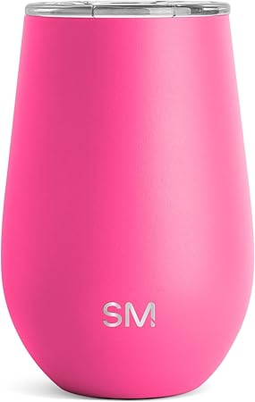Simple Modern Wine Tumbler with Lid | Cute Stemless Glass