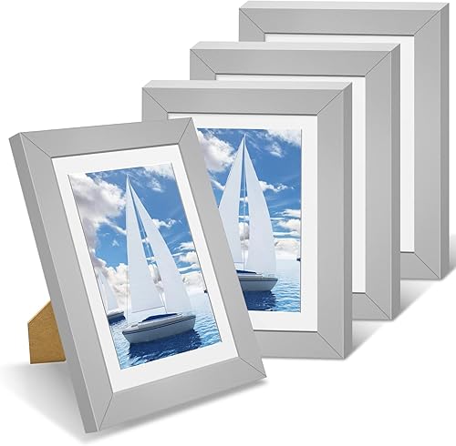 Nacial Juego de 4 marcos de fotos de 4 x 6 pulgadas, marco de fotos blanco con plexiglás HD, marcos de fotos para pared o mesa