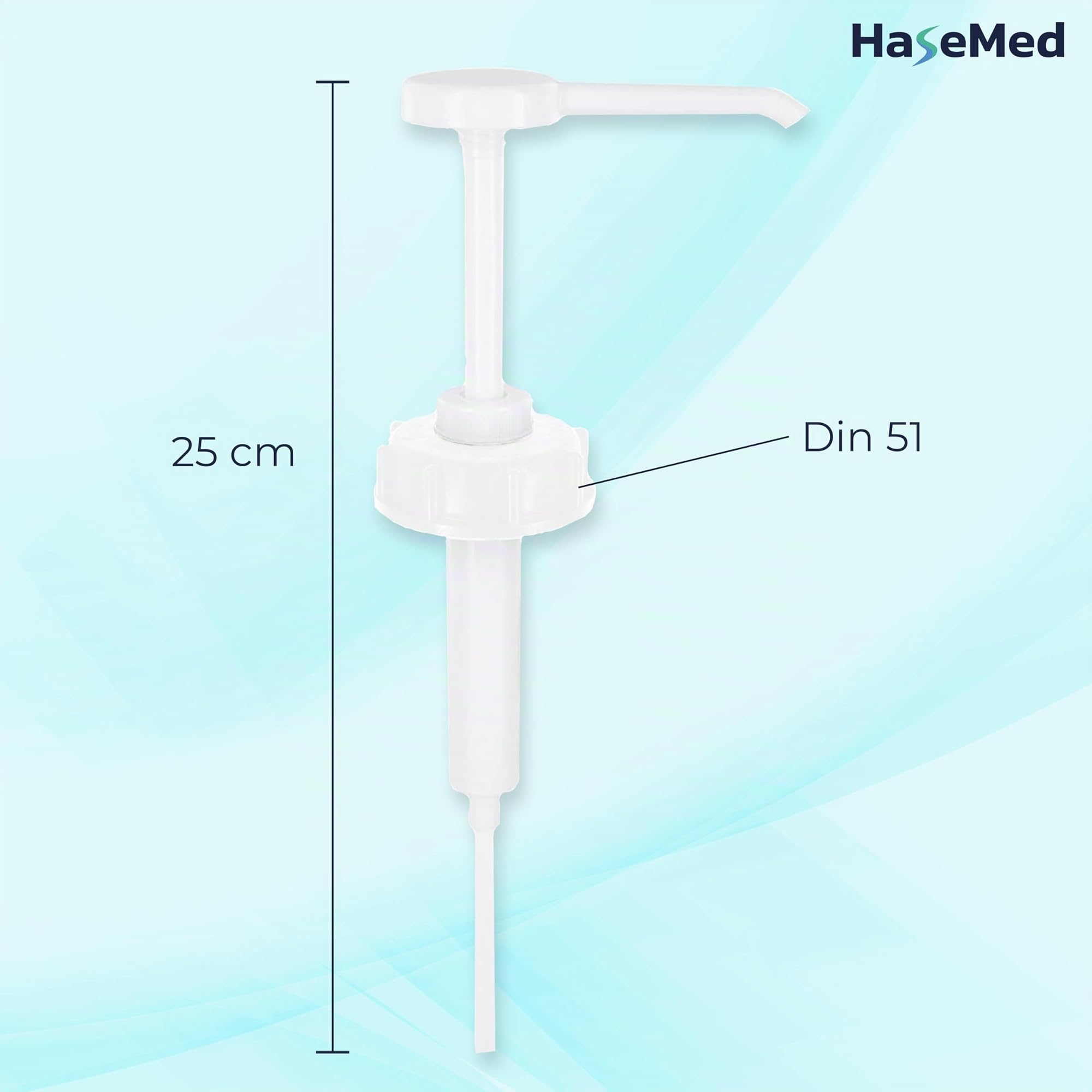 HaseMed Lot de 2 bidons de pompe doseuse - Course de 30 ml - Pour bidons de 2 l, 5 l et 10 l avec filetage DIN 51 - Pompe manuelle pour désinfectant, savon et nettoyant - Réutilisable en plastique
