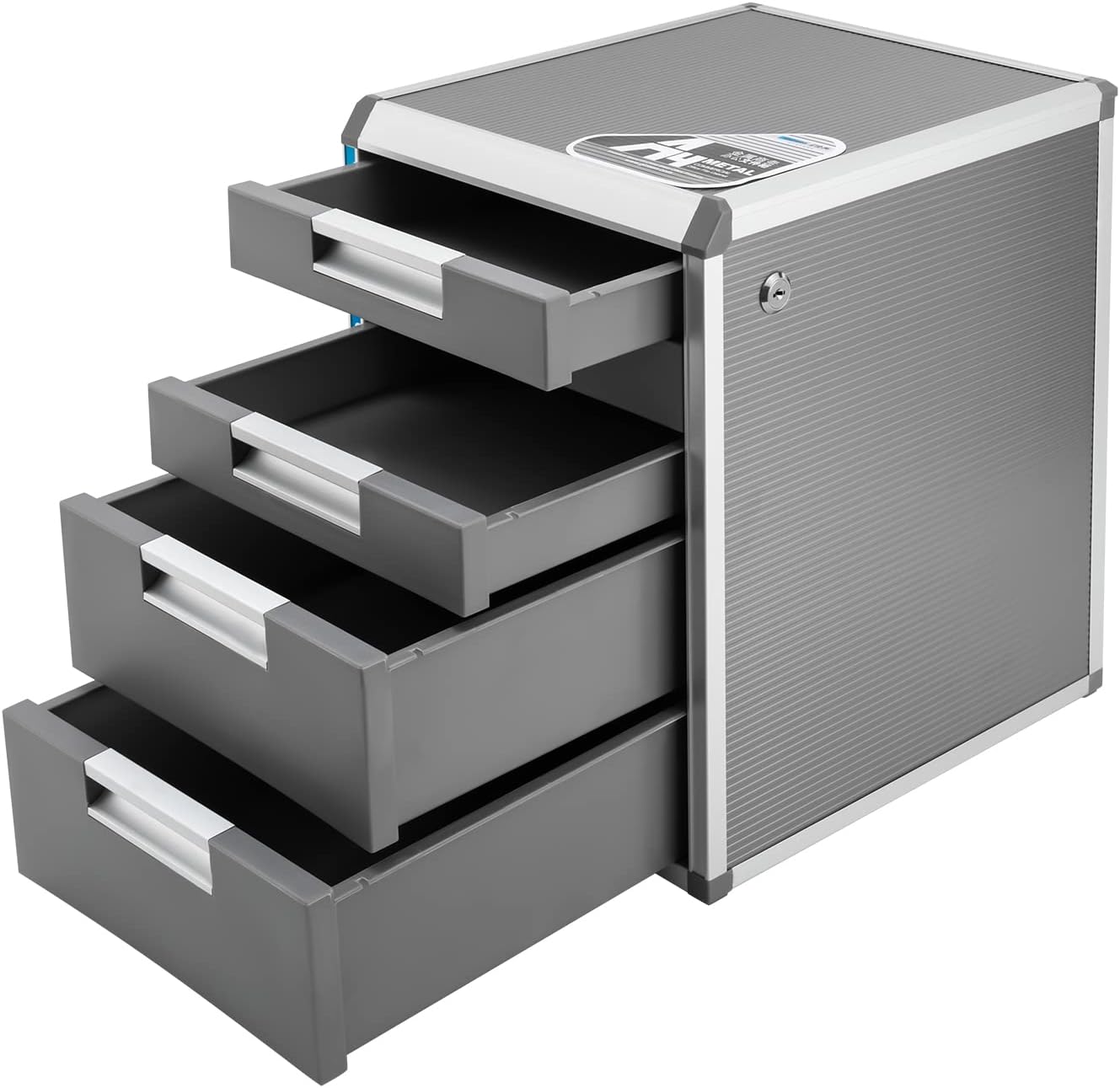 Drawer Organizer, 5 Layer Aluminum File Storage Lock Box, 12.4" L x 13.8" W x 16" H Desktop Drawer Organizer Aluminium Alloy Multifunctional Paper Sorter File Stand for Home Office Accessories