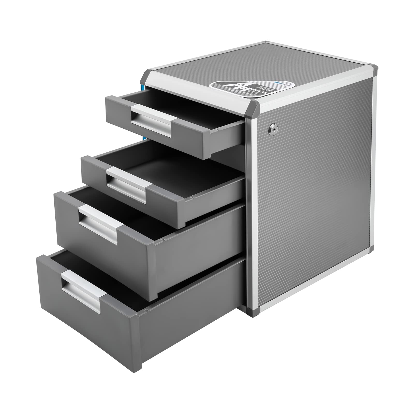 Metall Schubladenbox 5 Schubladen - Dokumenten Aufbewahrung Ablagebox Schreibtisch Organizer für Dokumente und Bürobedarf (Grau)