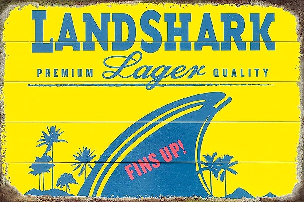 Vintage Landshark Beer Decor Tin Signs for Kitchen Home Office Bar Cafe Decor 8x12 Inch