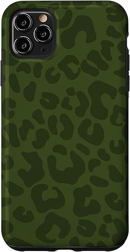 Funda para iPhone 11 Pro Max con estampado de leopardo, color verde