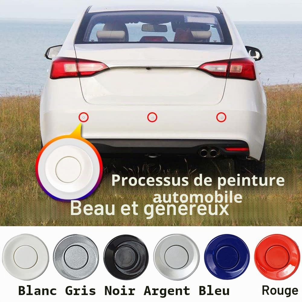 Capteur de Recul Voiture 4 Arrière Capteur Système de Radar de Stationnement Voiture Auto Parcage Système Radar Sonore Buzzer Alarme Distance Bleu