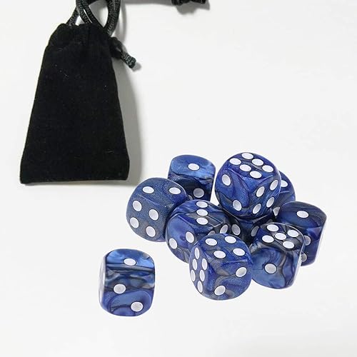 Miniatura 7 de 10 dados poliédricos D6 de 0.632 pulgadas de acrílico para juegos de mesa RPG MTG DND (azul plateado)