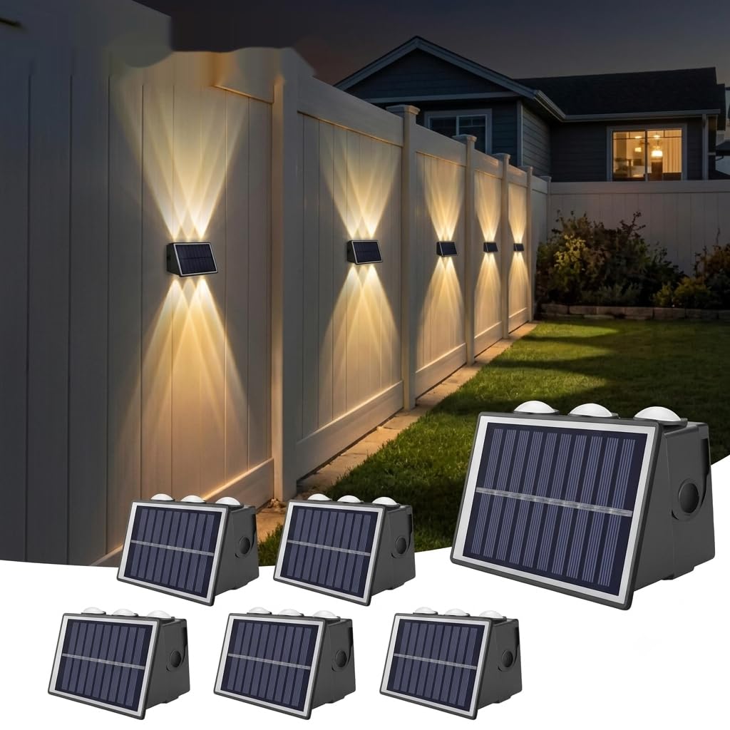 SkyAura Outdoor Solar Wall Lights, RGB Color Changing, Up Down 6 LED Solar Fence Lights with 7 Colour, IP65 Waterproof Dusk to Dawn Auto Sensor Decorative Wall Lamp for Garden Deck Patio | Pack of, 6-image-38
