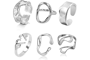 6 Pack Geometric Ring Set for Women