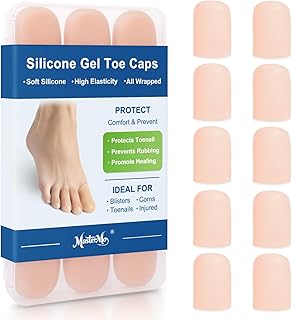 MasterMo 10 Pack Big Toe Gel Caps and Protector, Silicone Toe Bandages Covers - Provide Relief for Missing or Ingrown Toenails, Corns & Blisters - Ideal for Women and Men