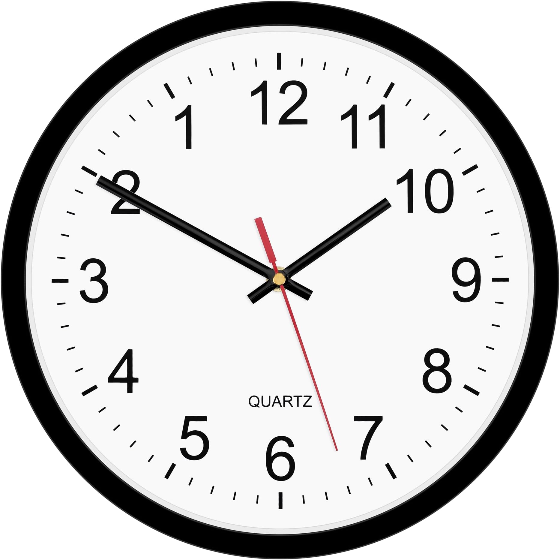 Foxtop Black Backwards Wall Clock, Runs Counterclockwise, 12 Inch Battery Operated Round Analog Wall Clock for Living Room Bedroom Home Classroom Office
