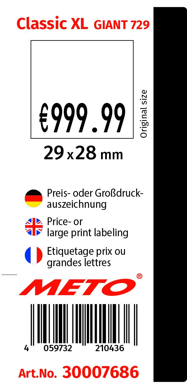 Meto Classic XL Giant - prezzatrice etichettatrice, grande stampa (1 riga, 7 cifre per etichette da 29x28 mm)