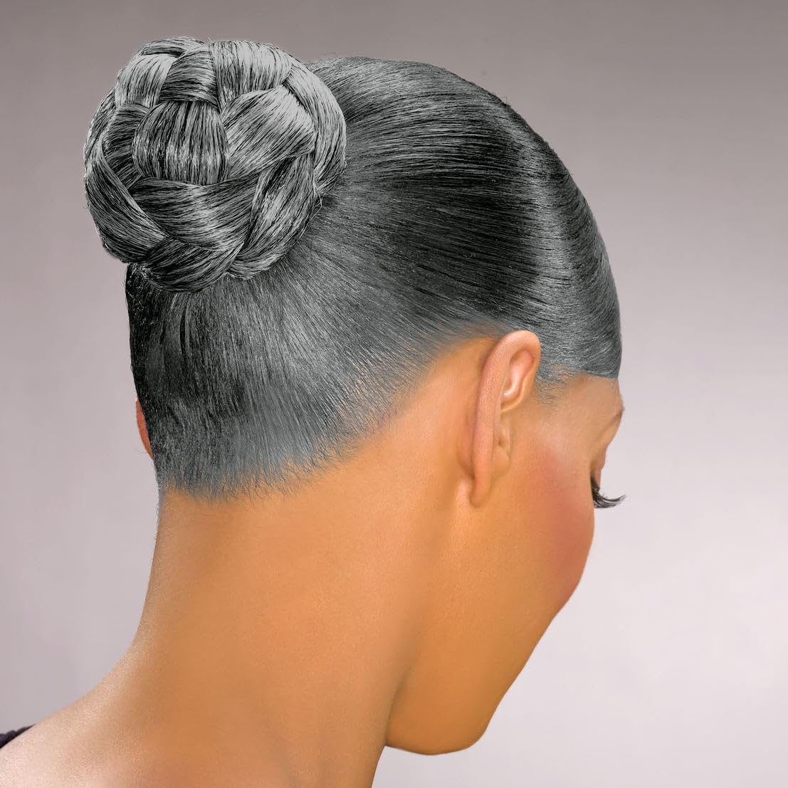 Dome S Hairpiece Color 34 Dark Brown with Gray - Foxy Silver Wigs Thick Braided Chignon Comb Attachment Updo Style Hairpiece Extension Synthetic Black Grey Womens Bundle MaxWigs Hairloss Booklet