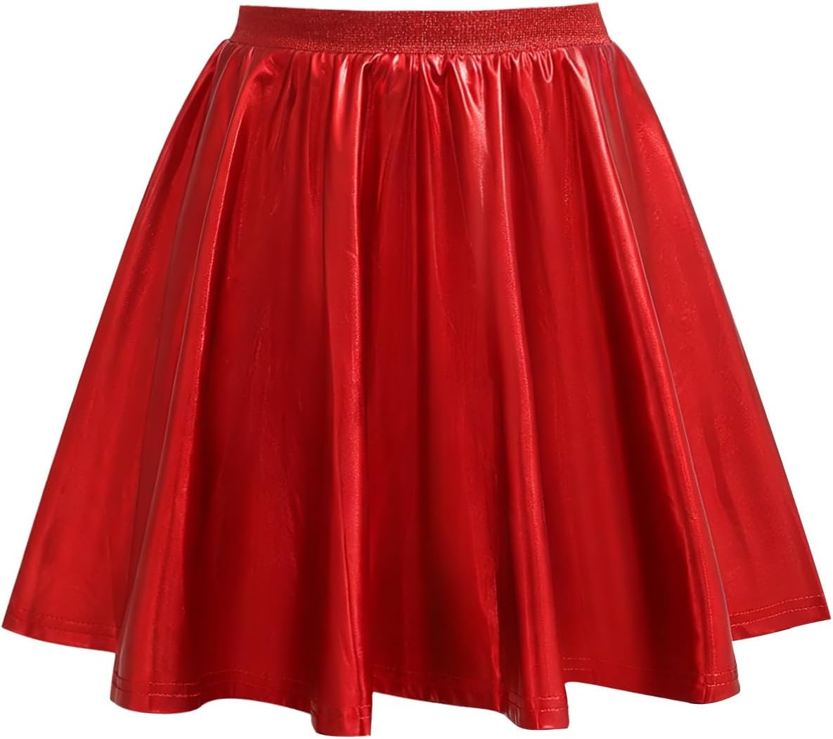 LYSMuch Girl High-Waisted Holographic Skirt Children Metallic Skating Skirt High-Waisted Sparkly Dance Skirt 4–12Y
