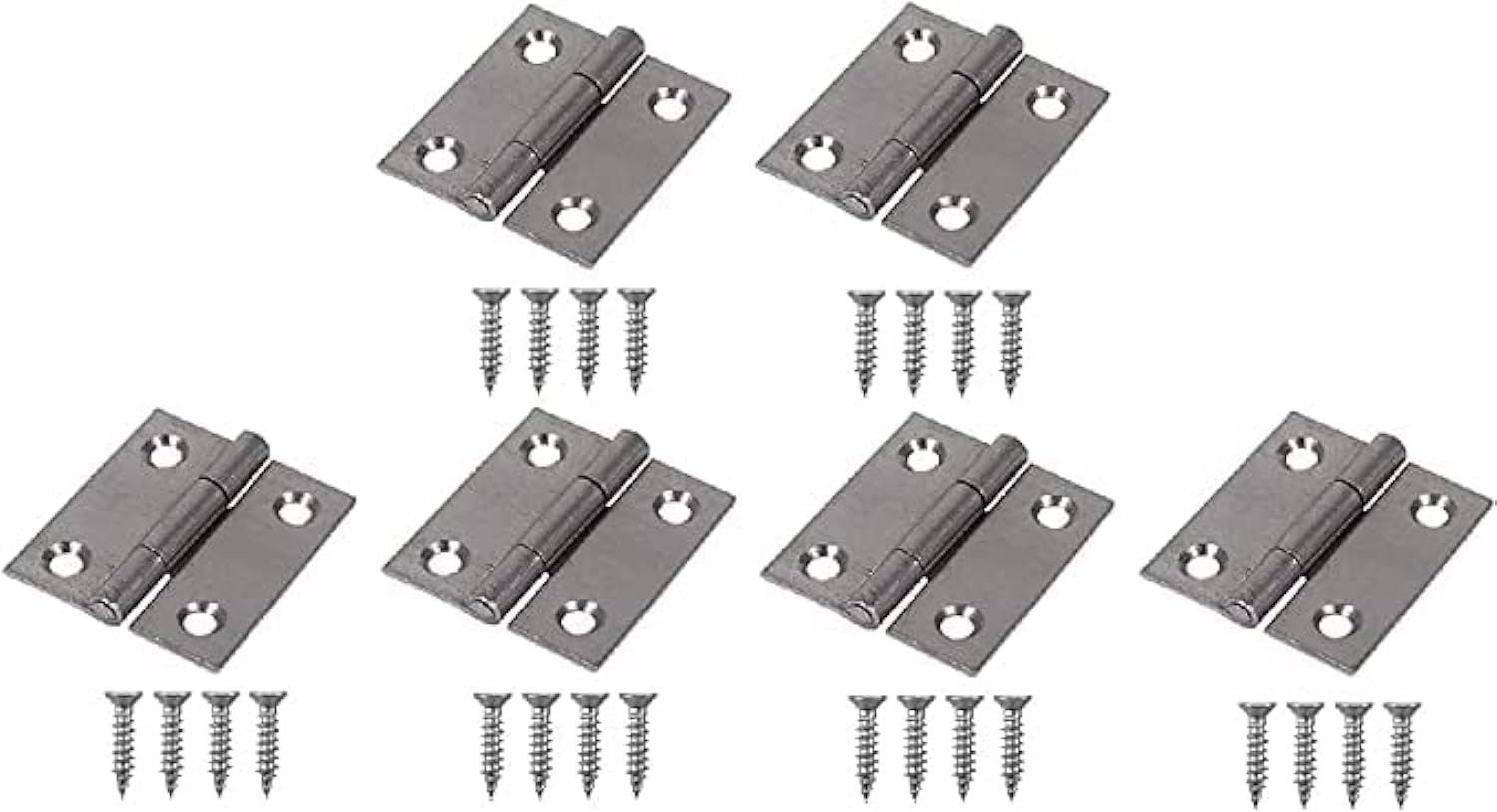 Biella™6Pcs Folding Butt Hinges- Inner Door Butt Hinge with Mounting Screws for Cupboard, Cabinet, Windows, Jewellery Box Home Furniture Hardware Cabinets-2Inch