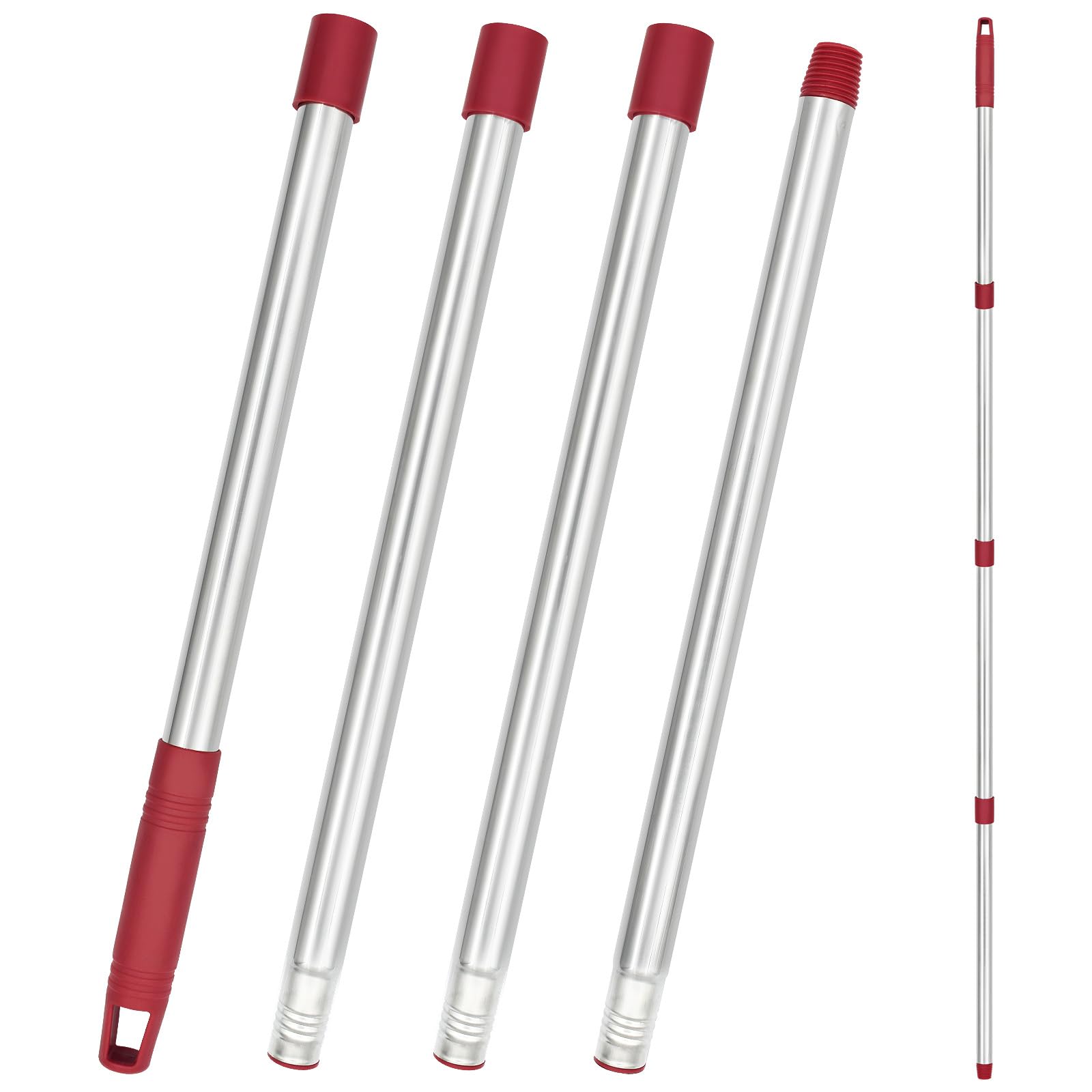 1PC Manche de Serpillière de Remplacement 4 Sections Réglable Acier Inoxydable Compatible Avec Vileda Spin Turbo Easy Wring Mop Barres de Serpillière Réglables