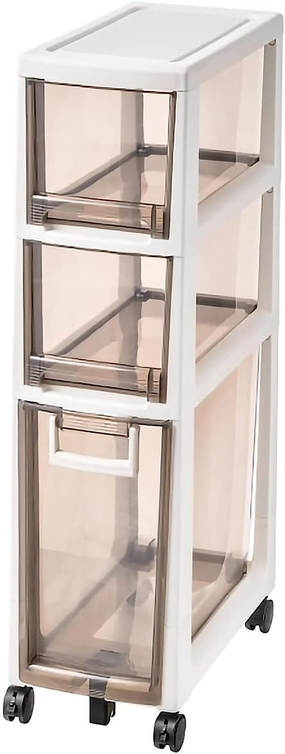 AYCDL Compact Dark Brown Bathroom Cabinet with 2-4 Stackable Drawers Space-Saving Storage Solution for Small Spaces Stylish and Functional nizer.,Dark Brown-3 Tier