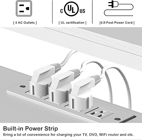 Miniatura 4 de Simoretus Soporte de TV con toma de corriente y cajones de tela, centro de entretenimiento para TV de hasta 45 pulgadas, estante de almacenamiento