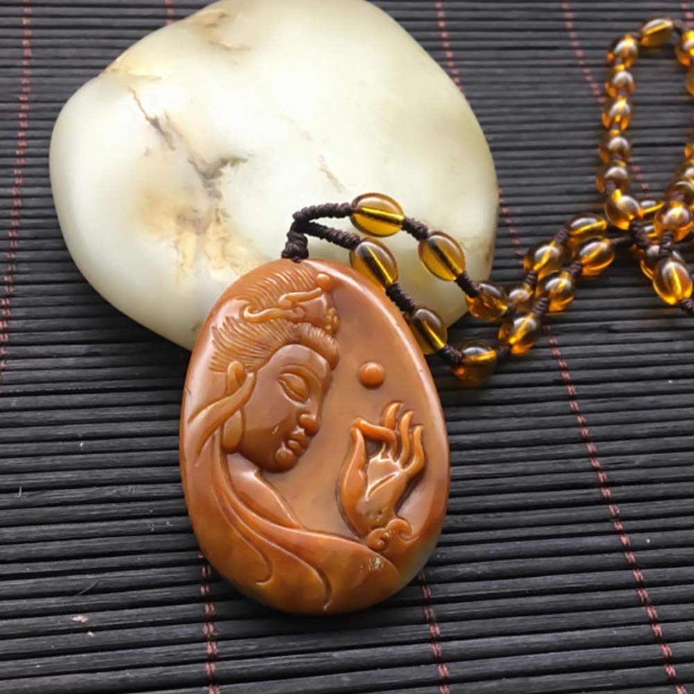 EASTCODE Natural China HUANGLONG Jade Guanyin Yu Pei Pendant Jade Guanyin Pendant Jade Pendant Fine Jewelry for Women and Men