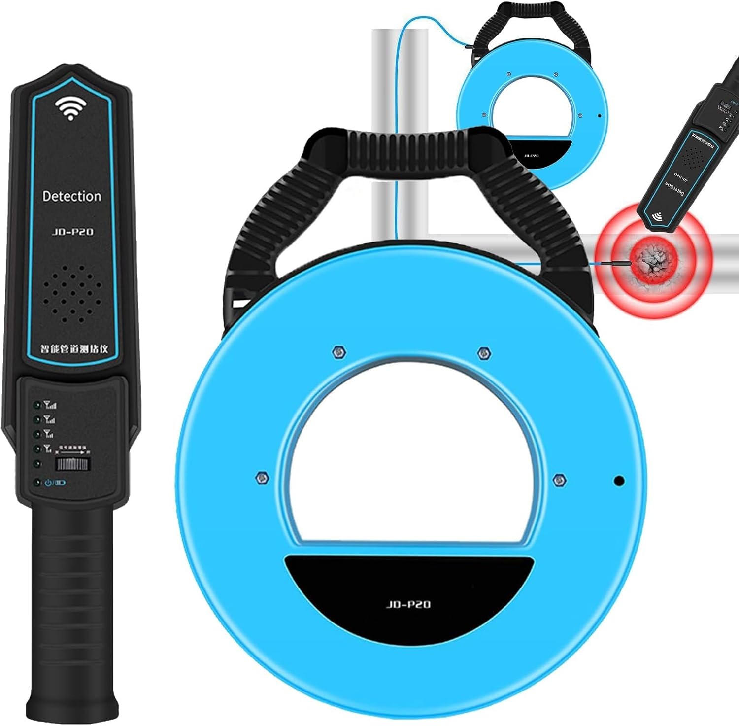 20/30m Pipe Blockage Detector, Underground Diagnostic-Tool Wall Scanner Pipeline Blocking Clogging Scanner Plumbers Instrument,Adjustable Sensitivity(40m)