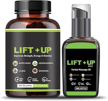 1.69floz New Lift-up Combo Massage Oil & Capsule | Massage Oil for Men's 50 Ml Pack of 1 & Capsule 60 Pics