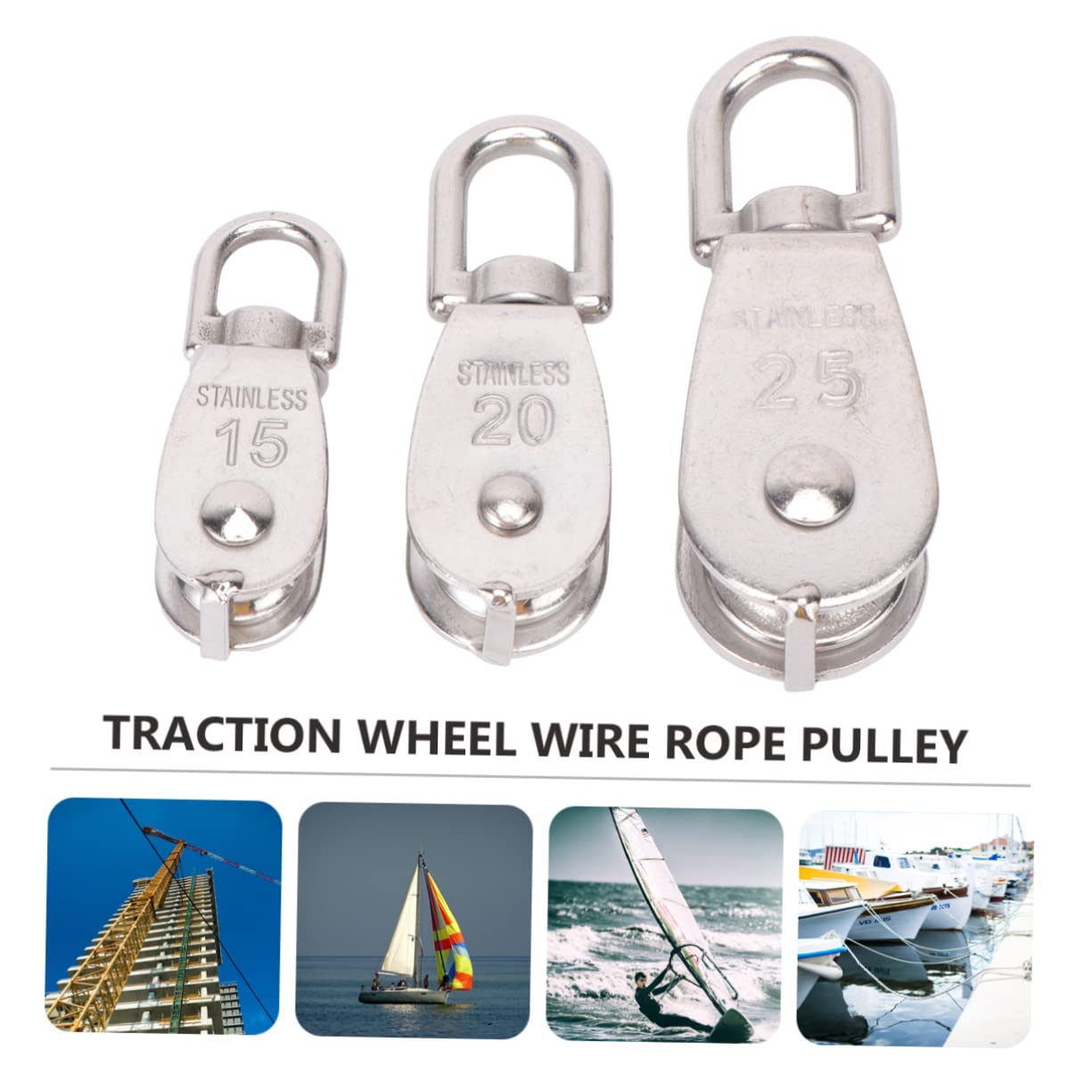 CIYODO Pulley Wheel 15/20/25mm Single Pulley Stainless Steel Single Swivel Pulley for Industrial Use