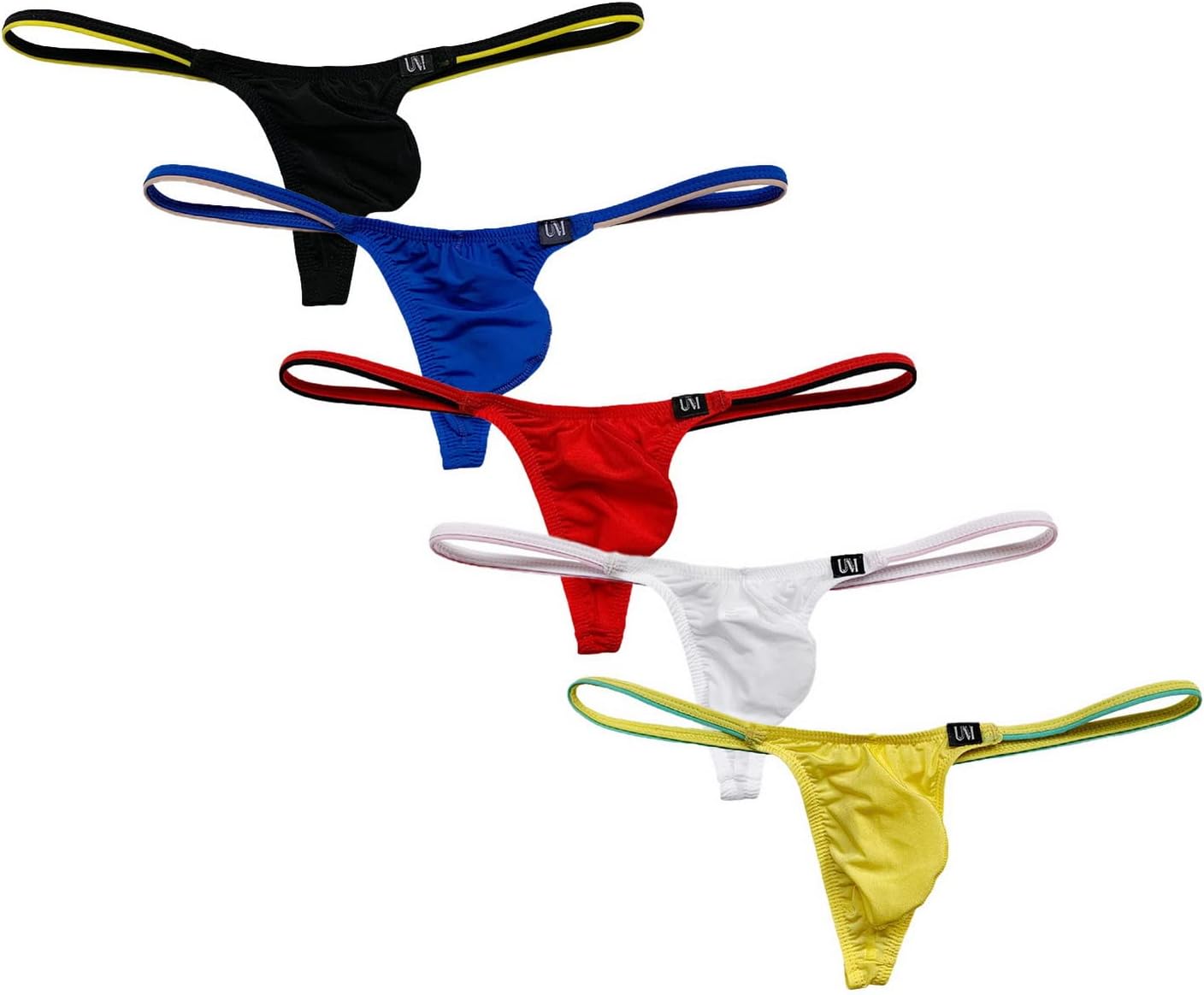 Faringoto Men's Low Waist Bulge Thong Lingerie Men's Slim G String Bikini(5 Pack)