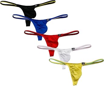 Faringoto Mens Low Waist Bulge Thong Lingerie Mens Slim G String Bikini5 Pack