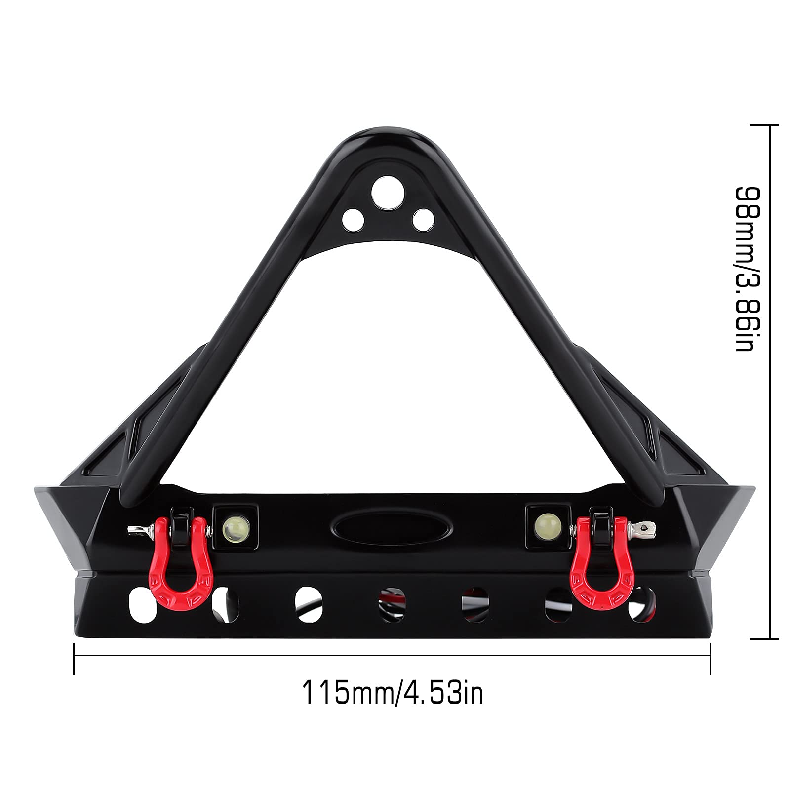 INJORA RC Paraurti Metallo Front Bumper con Traino Gancio per 1:10 RC Crawler Traxxas TRX4 Defender Axial SCX10 SCX10 II 90046 90047 (Nero