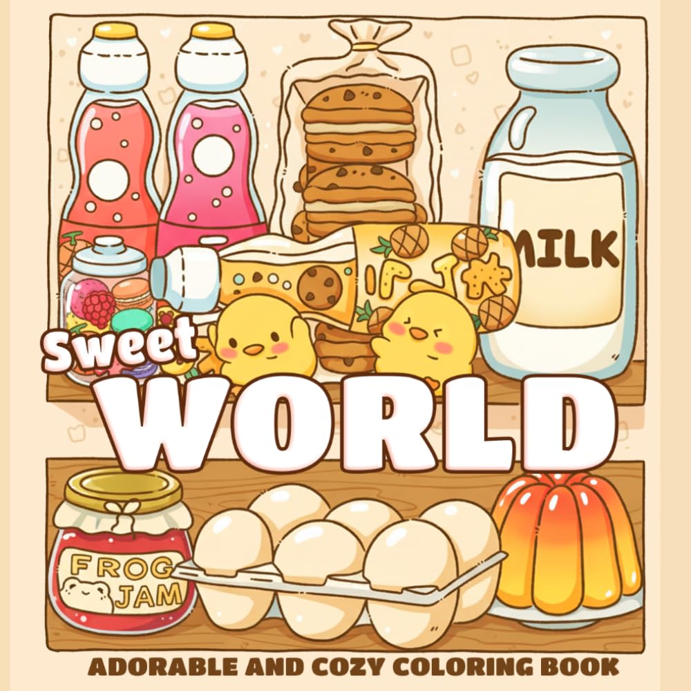 Sweet World Coloring Book: Dreamy Coloring Pages for Adults and Teens Featuring Cute Animal Characters in Kawaii Lands for Relaxation and Creativity