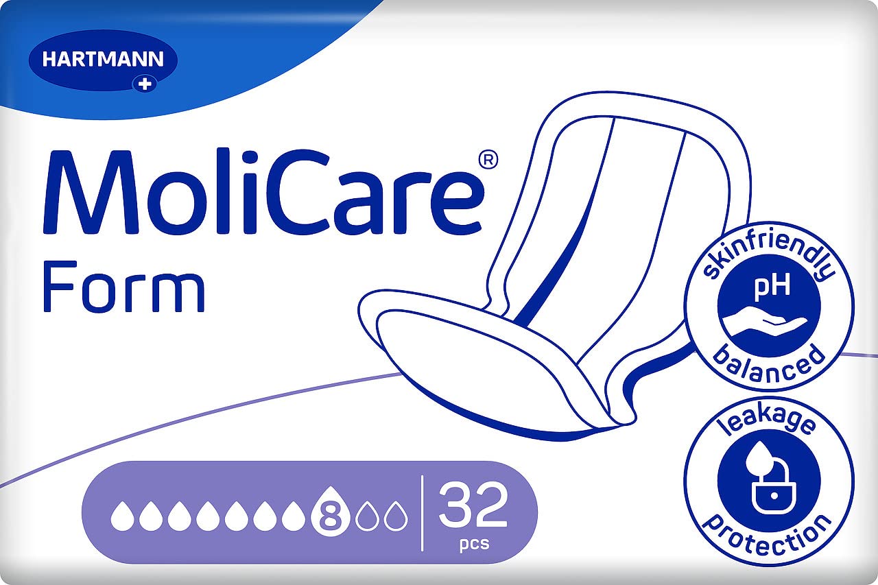 Molicare Forma de 8 gotas, para incontinencia severa: alta seguridad, protección extra contra fugas y discreción para mujeres y hombres, para usar con Molicare Premium Fixpants, 4 x 32 unidades