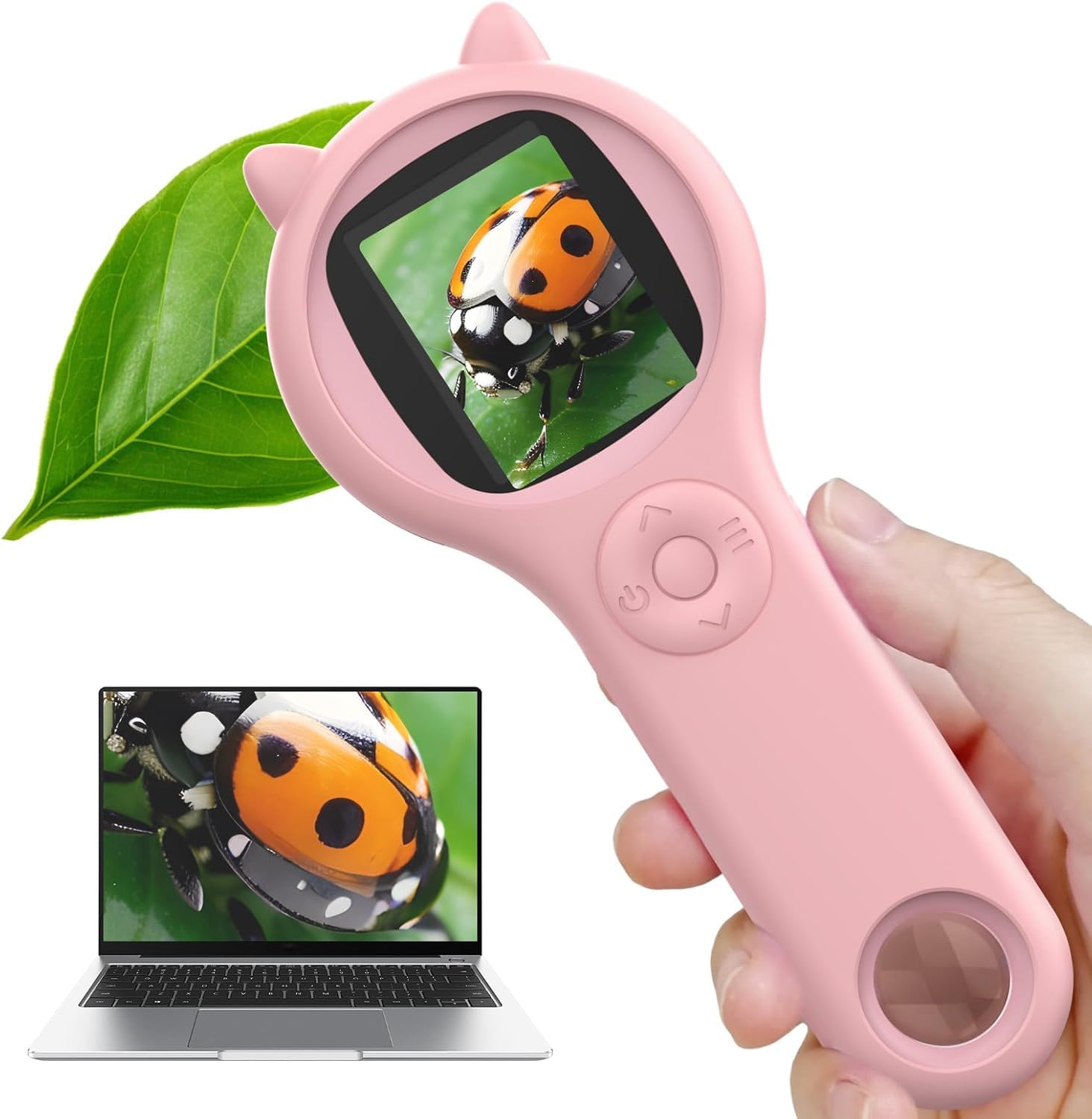 Azonee Digital Microscope for Kids, Portable Magnifying Glass, 2" IPS Screen, Mini Digital Microscope for Kids Educational Science Toy, Outdoor Microscope