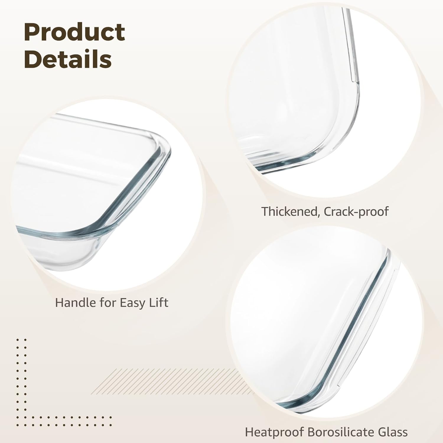 OMISTAR High Borosilicate Glass Baking Dish, Heat-Resistant Roasting Pan, Transparent Non-Porous Oval Ovenware Tray, Stackable Design with Dual Handles, 2.2 L / 74.4 fl oz, 13.58 x 8.03 in