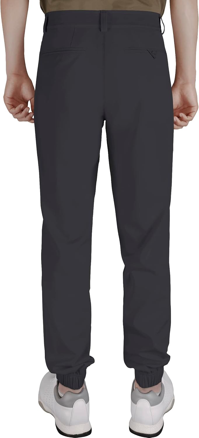 Men's Golf Pants Stretch Joggers Lightweight Slim Fit Casual Tapered Hiking Pants with Zipper Pockets